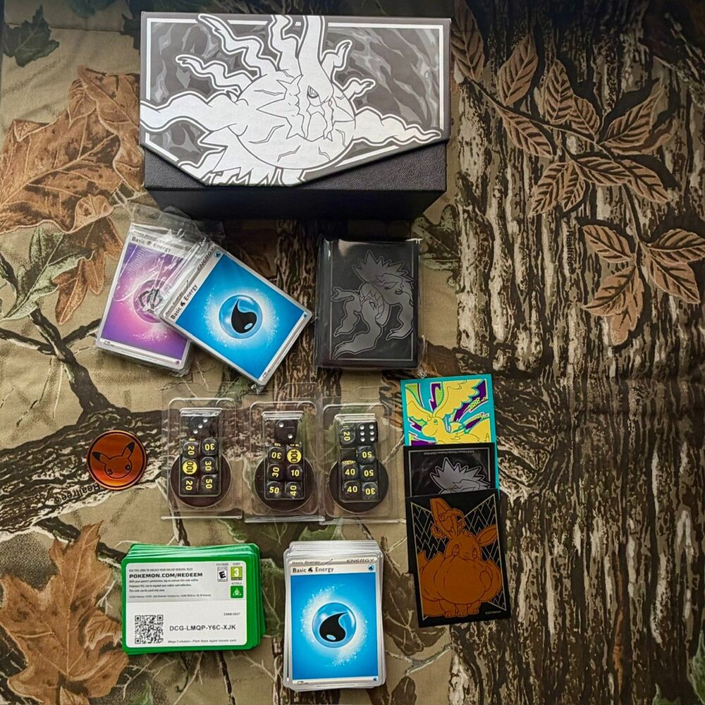 Pokemon Mega Evolution Pitch Black Game Cards Dice Box